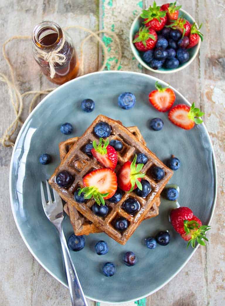 Gluten Free & Vegan Cacao Protein Waffles Healthy Living James