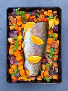 Orange Stuffed Trout & Med Veg