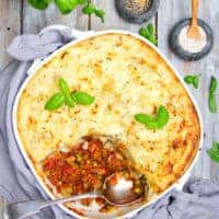 Lentil Shepherds Pie Top open