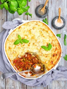 Lentil Shepherds Pie Top open