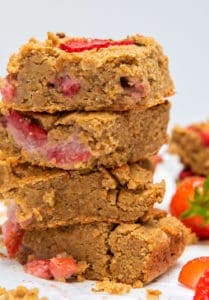 Peanut Butter Strawberry Blondies - Close up