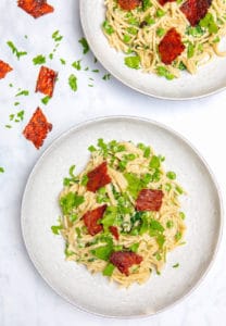 Vegan Carbonara with Bacon