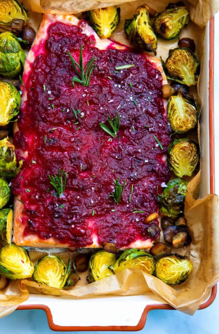Cranberry Sauce Baked Salmon Simple 3 ingredient Christmas dinner