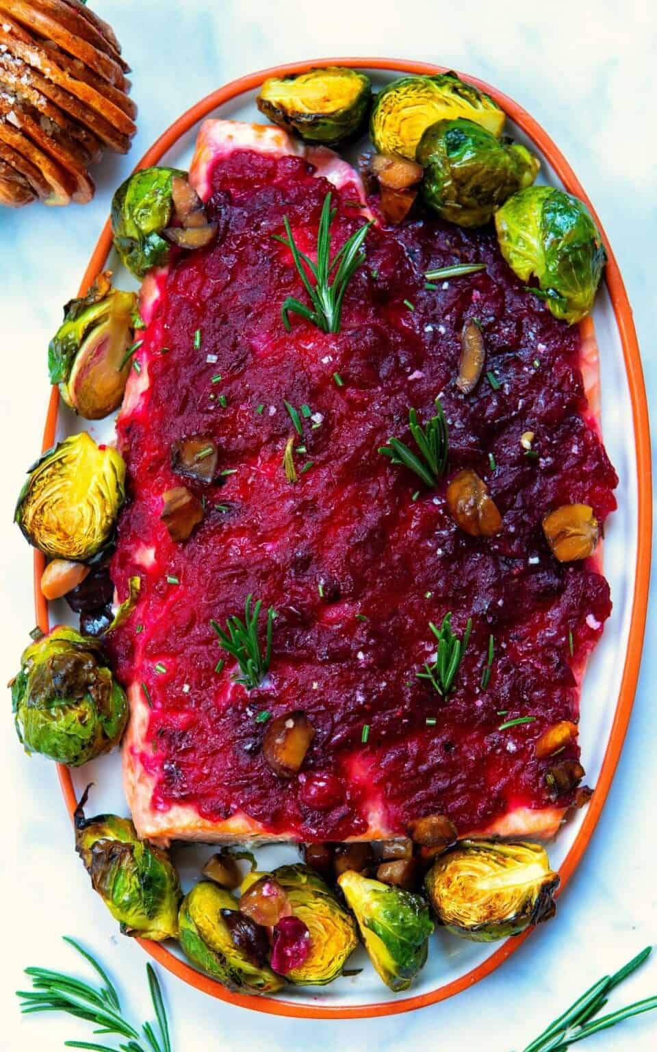 Cranberry Sauce Baked Salmon Simple 3 Ingredient Christmas Dinner