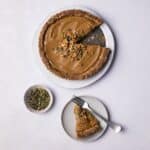 A slice of No Bake Pumpkin Pie served on a plate.