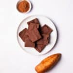 Sweet Potato Brownies sliced in cubes on a plate.
