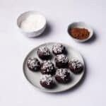 Chocolate Coconut Balls served on a plate.