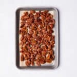 Candied Pecans on a baking tray.