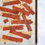 vegan bacon made with rice paper sheets and spices.