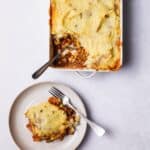 Lentil Cottage Pie served on a plate.