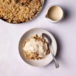 Pear Crumble with Vanilla Cashew Cream on top.
