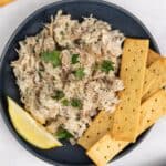 smoked mackerel pate with crackers.