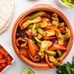 Air Fryer Chicken Fajitas with vegetables.
