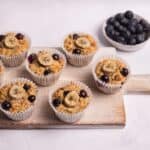 Banana Oatmeal Muffins with blueberries.