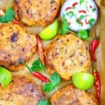 mashed potato cakes with lime and chilli peppers.