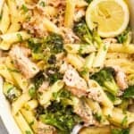 creamy salmon and broccoli pasta.