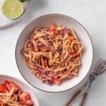 Cold Noodle Salad with peanut butter dressing.