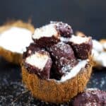 homemade bounty bars close up.