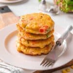 Sweetcorn fritters on a plate.