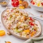 Rice salad served on a plate.