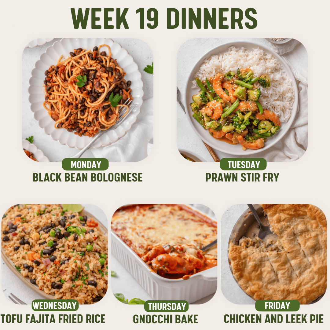 Week 19 Dinners meal plan