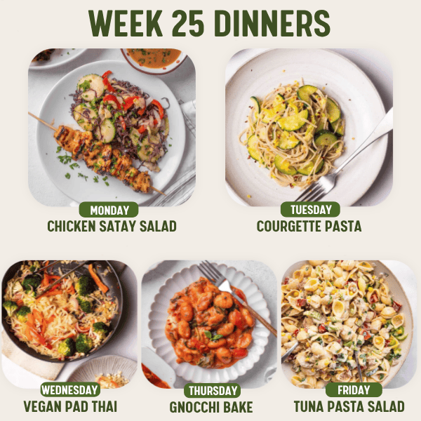 Week 25 Dinners meal plan