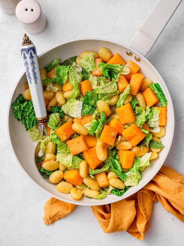 One-pan gnocchi with butternut squash and cabbage